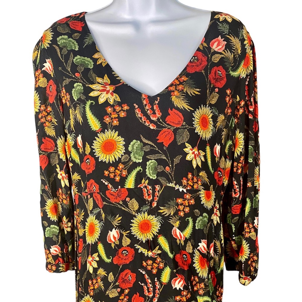 Uncle Frank Black Foral Ruffle Detail Maxi Dress